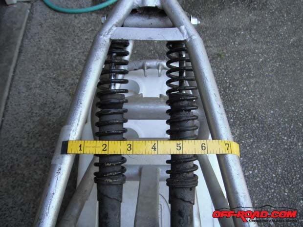 Top view  with tape  shows how the shocks fit in.