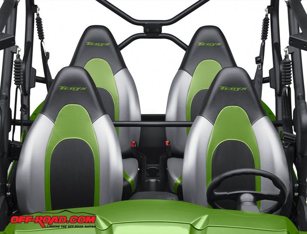 New bucket seats are featured in the new Teryx4, and new stadium-style seating in the rear gives backseat passengers a better view (which is not a license to be more of a backseat driver!). 