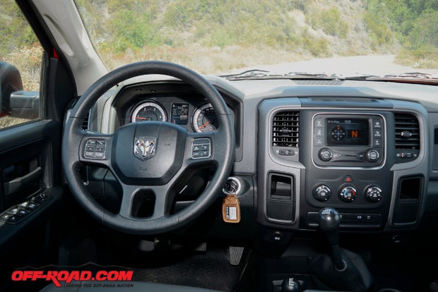 Our Ram Trademsman 2500 is not as handsomely equipped as the Laramie Longhorn Edition we tested recently, but it still offers enough creature comforts to make the interior feel comfortable. 