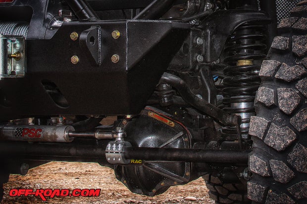 With added weight, heavy-duty steering and stopping power had to be incorporated into the JK-8 Recon. VWerks installed a PSC Steering Ram Assist and Teraflex Master Cylinder to make driving this machine much more manageable.