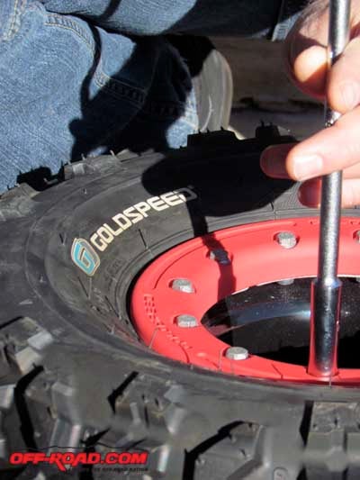 The beadlock helps ensure the tire doesn't slip off the rim on hard turns. 