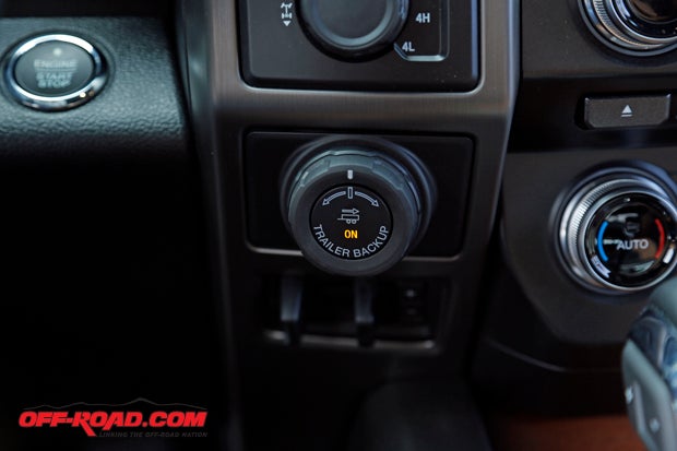 The Pro Trailer Backup Assist knob is easily located on the dash just to the right of the steering wheel.