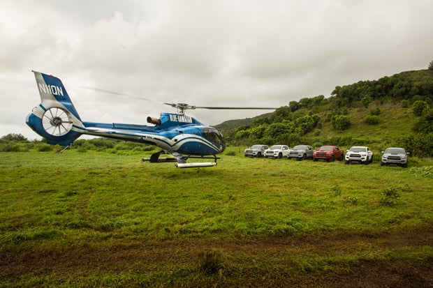 Helicopters brought us to and from Hana Ranch, where we were greeted with a fleet of TRD Pros.