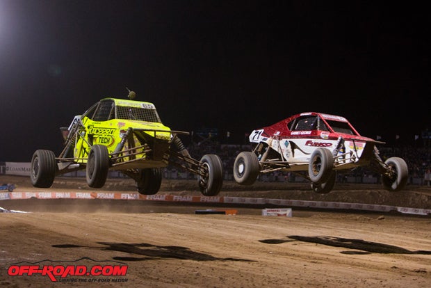 Garrett George (71) and Dave Mason (65) battle in Pro Buggy at Wild Horse Pass Motorsports Park.